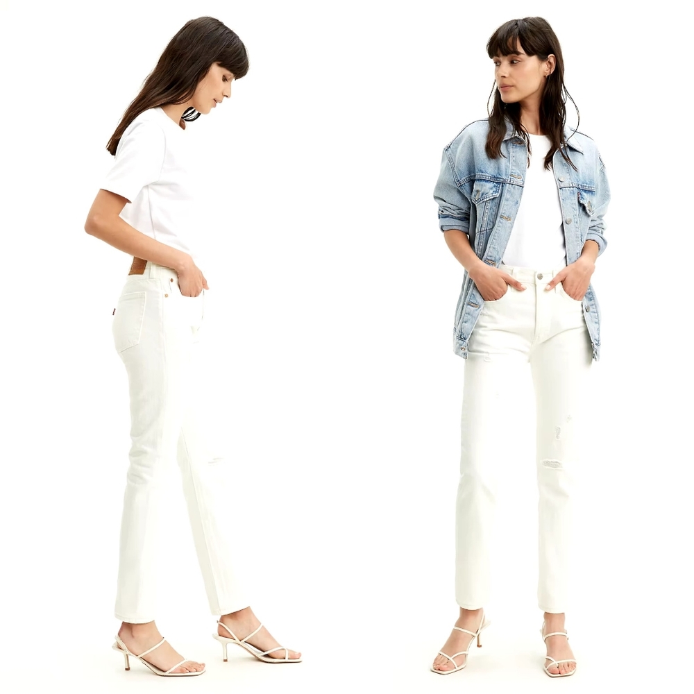 🌞 NWT Levi's 501 Skinny Filiforme Jeans White Size 24